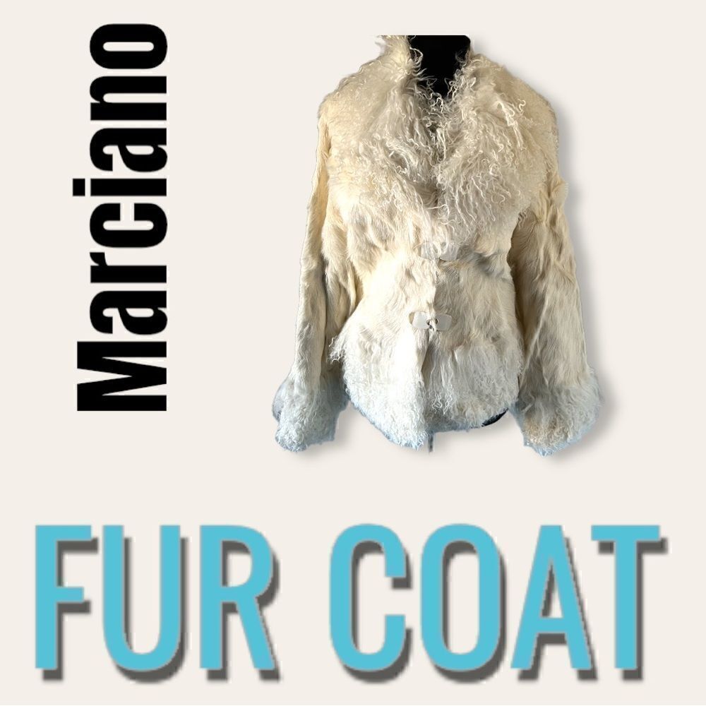 NWT vintage Marciano fur coat sz M in cream/ivory/white real fur